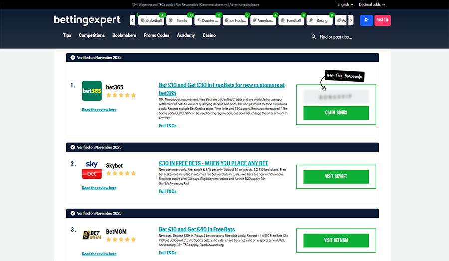 BettingExpert trusted site for bookmaker comparison and betting insights