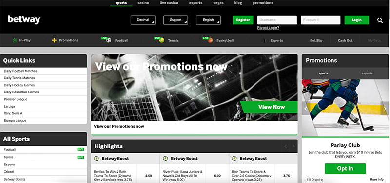 Betway - Beautiful interface easy to use players