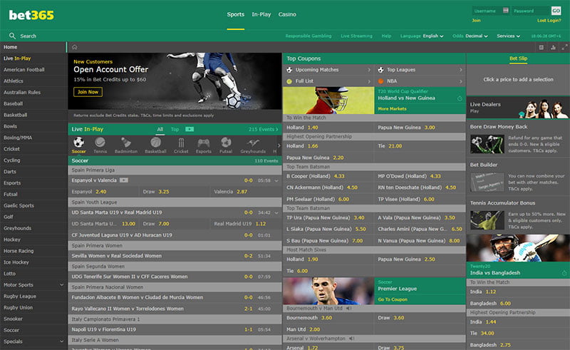 Participate in betting at the reputable bookmaker Bet365 