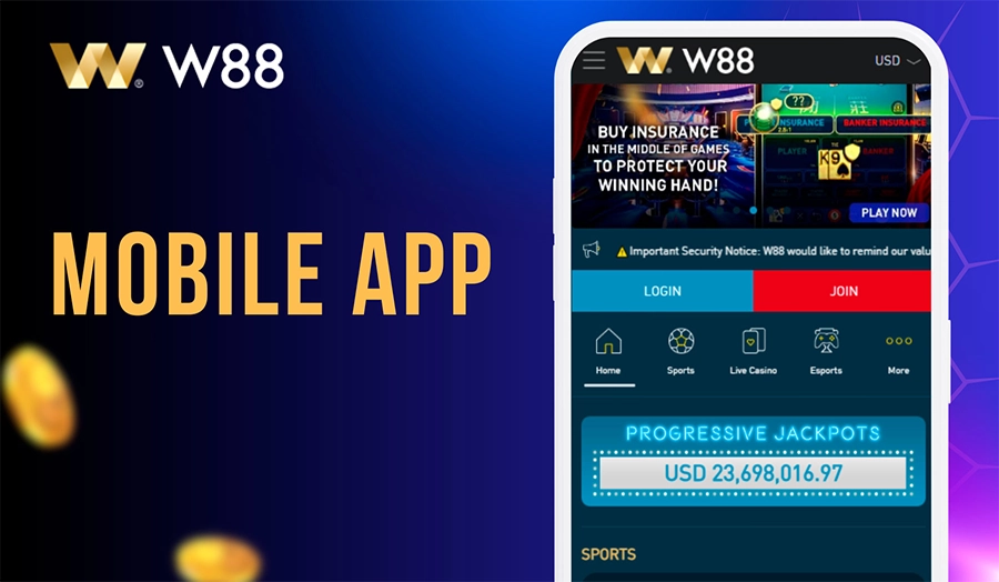 W88 mobile betting platform for sports and casino players