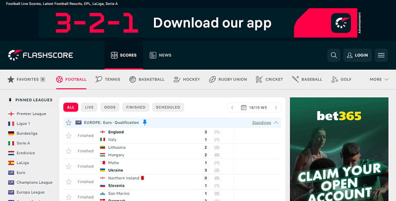 FlashScore - Soccer prediction software