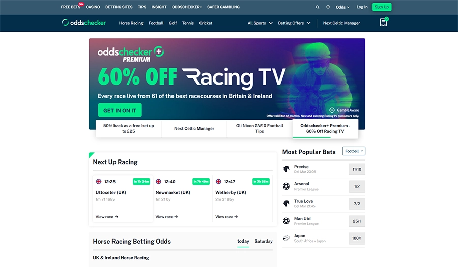 OddsChecker website and app comparing odds from multiple bookmakers to help sports bettors maximize profits
