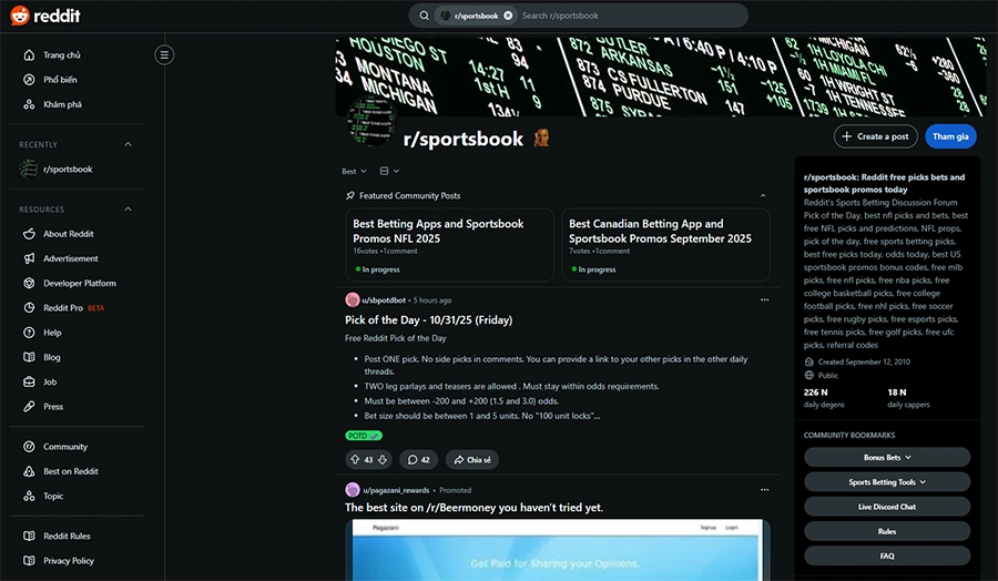 Reddit subreddit r/sportsbook where sports betting enthusiasts discuss events, share tips, and exchange knowledge