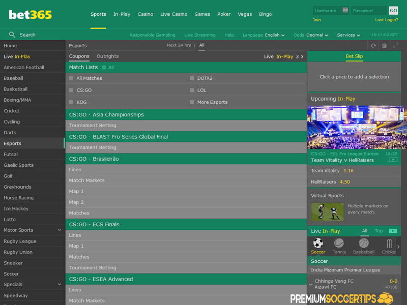 Bet365 - Corner betting sites