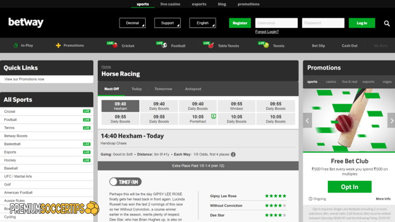 Online betting for cricket: Betway