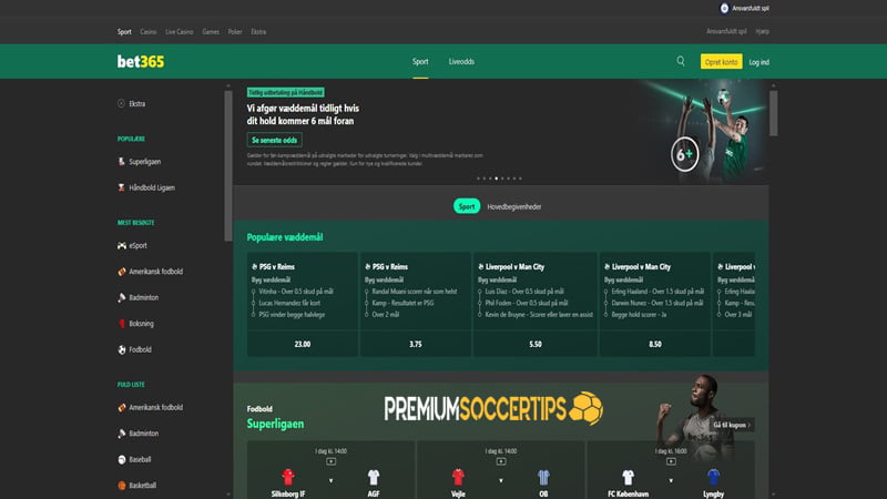 Bet365 is the best free handball betting website we could find