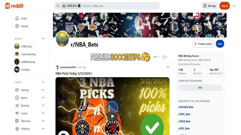 Reddit NBA Betting Forum (r/NBAbetting)