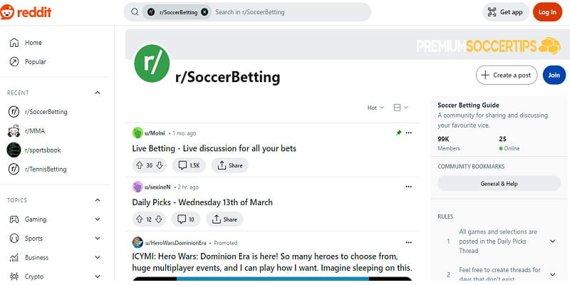 Reddit - Football betting tips forum 