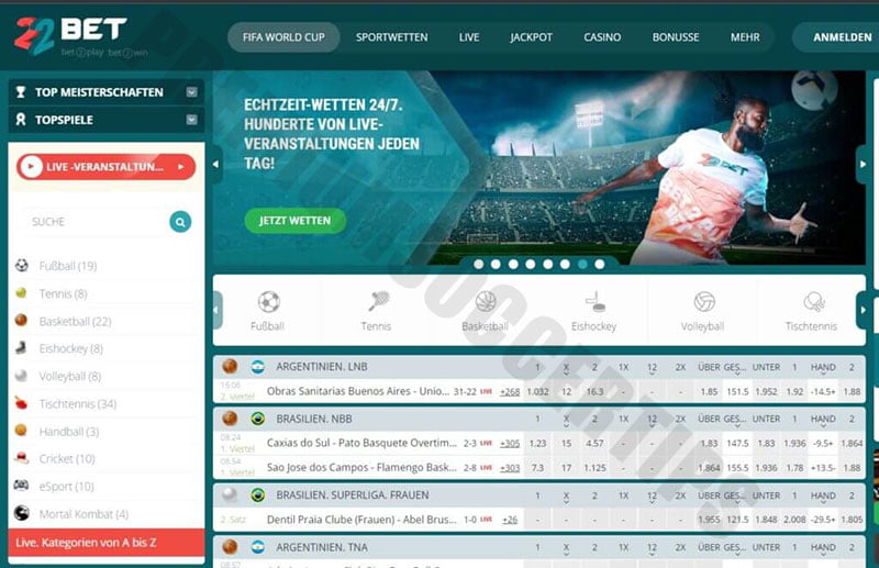 22bet - Best sports betting sites Canada