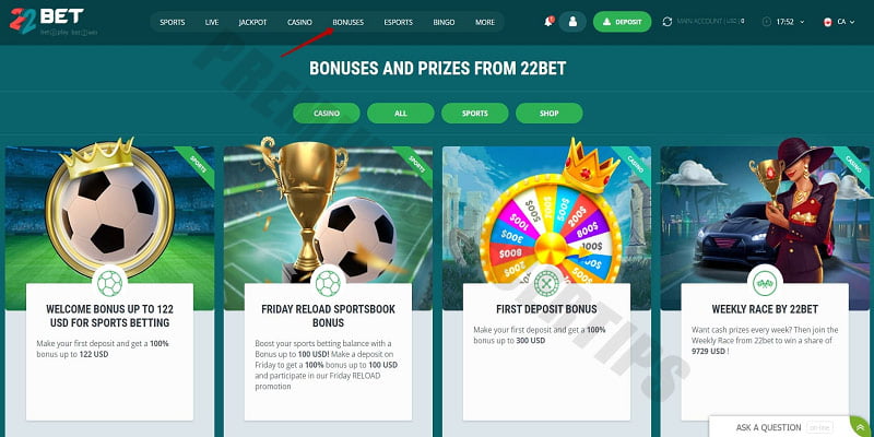 22Bet - Betting site Portugal