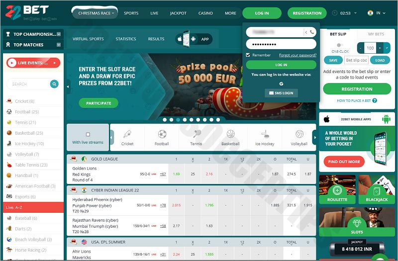 22bet - Sports betting site venezuela