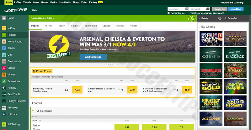 Paddy Power - Top sports betting sites panama