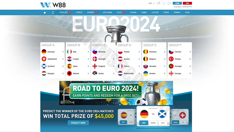 Euro betting site: W88