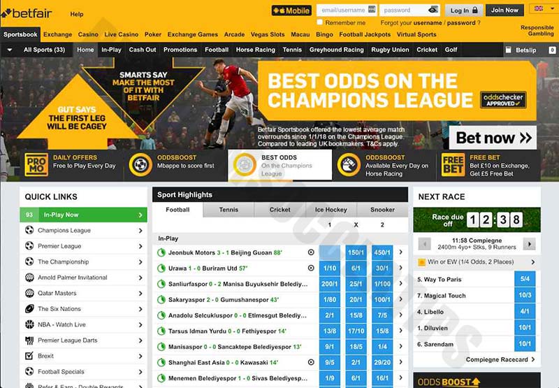 Betfair - Best online Bandy betting sites

