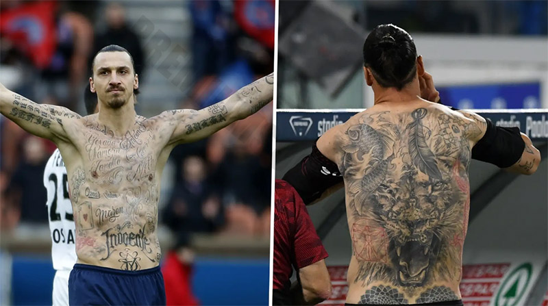 Zlatan's most prominent tattoo is a large lion spread across his back