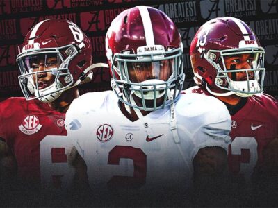 Best Alabama football players of all time collage featuring past and modern stars