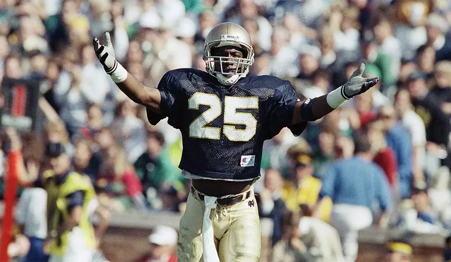 Raghib “Rocket” Ismail returning a kickoff for Notre Dame in 1990